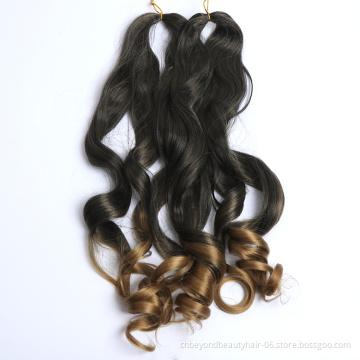 Synthetic Loose Wave Curly-End Crochet Braiding Curls 22Inch Wavy Hair Bundles For Black Women